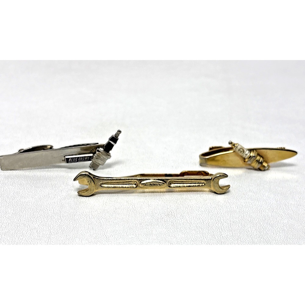 Lot Of 3 Vtg Bonney Tool Company Wrench Spark Plugs Speidel Blue Crown Tie Clip